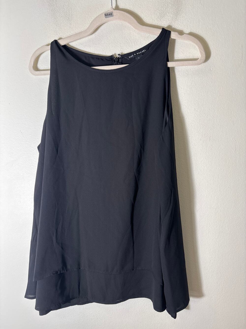 Zac & Rachel Black Tank Blouse Sz L